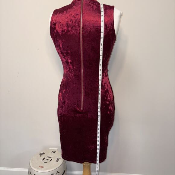 Charlotte Russe Crushed Velvet Bodycon Faux Wrap Choker Neck Gold Zip Mini Med - Picture 7 of 16